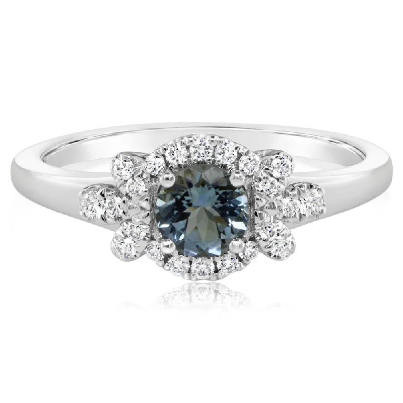 14K White Gold Aquamarine/Diamond Ring