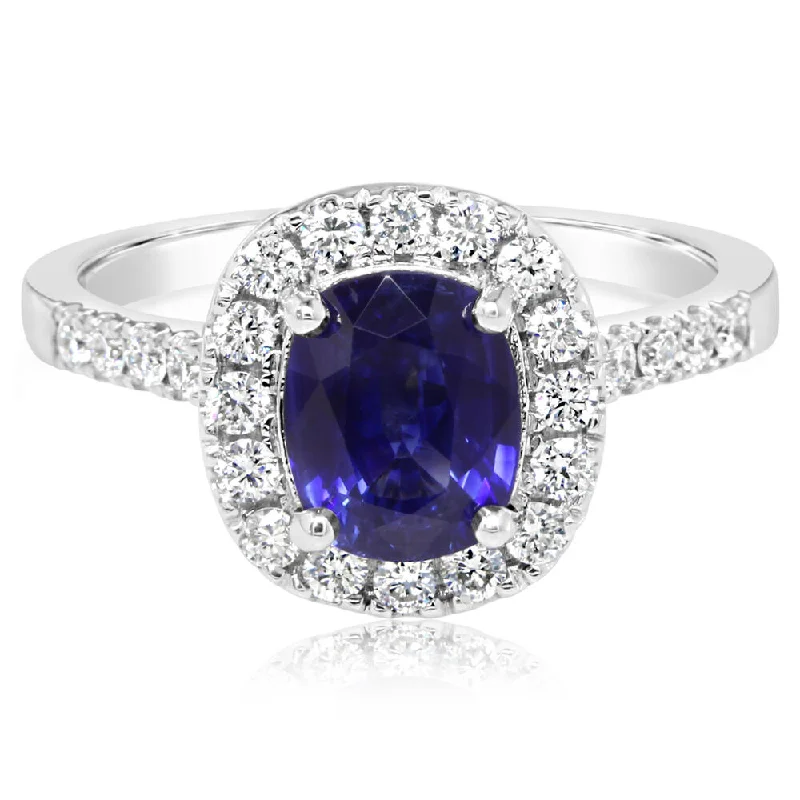 14K White Gold Ceylon Sapphire/Diamond Ring