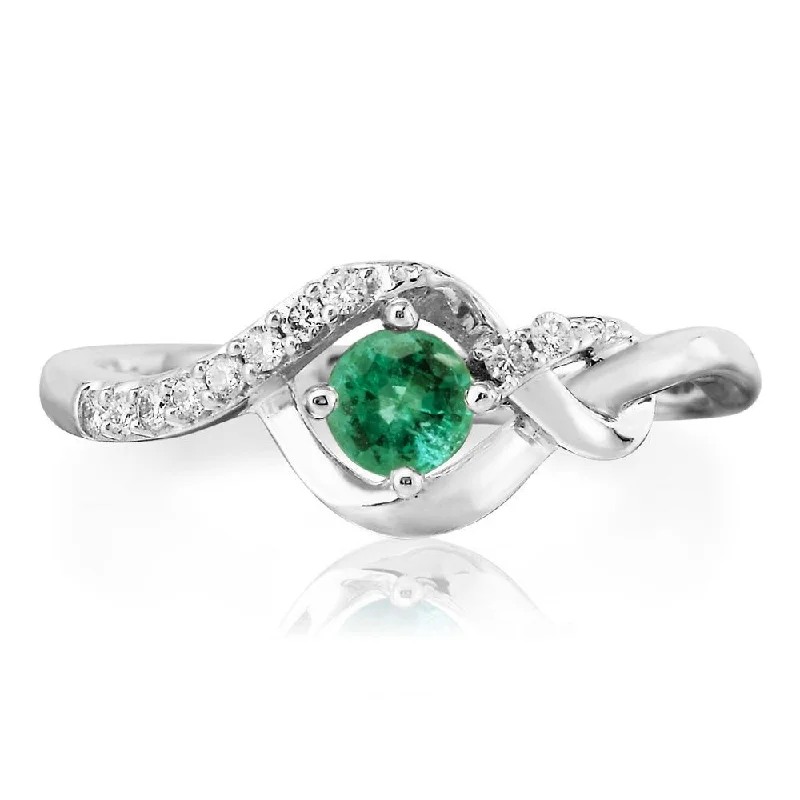 14K White Gold Emerald/Diamond Ring