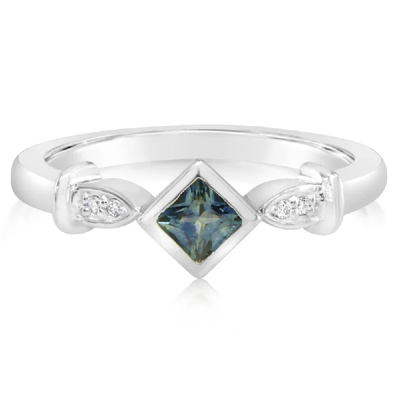 14K White Gold Montana Sapphire Ring