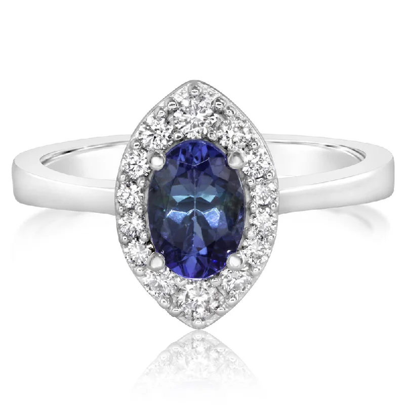 14K White Gold Peacock Tanzanite/Diamond Ring