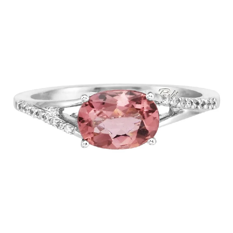 14K White Gold Pink Tourmaline/Diamond Ring