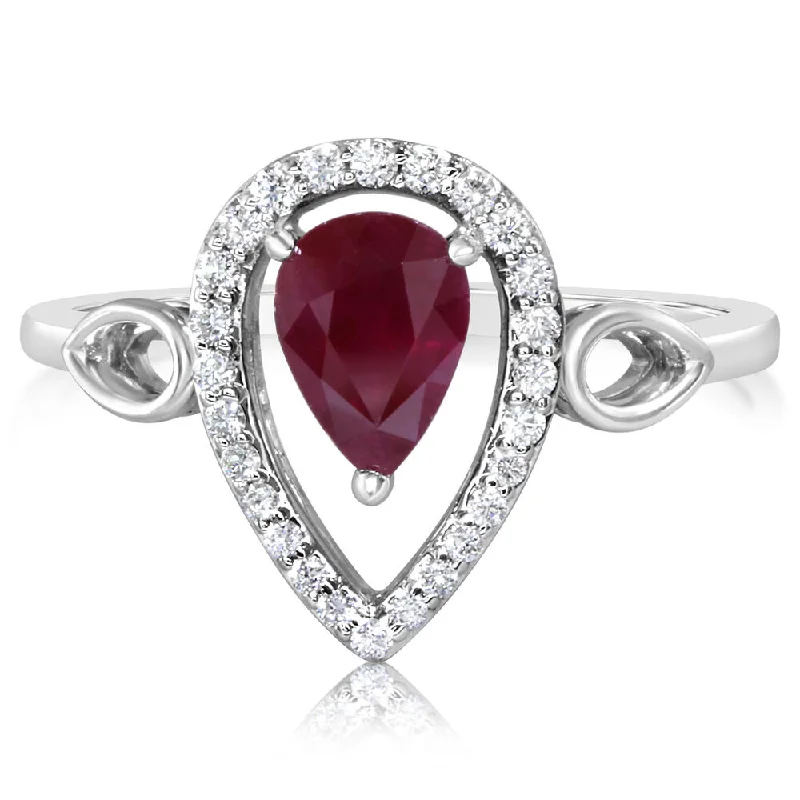 14K White Gold Ruby/Diamond Ring