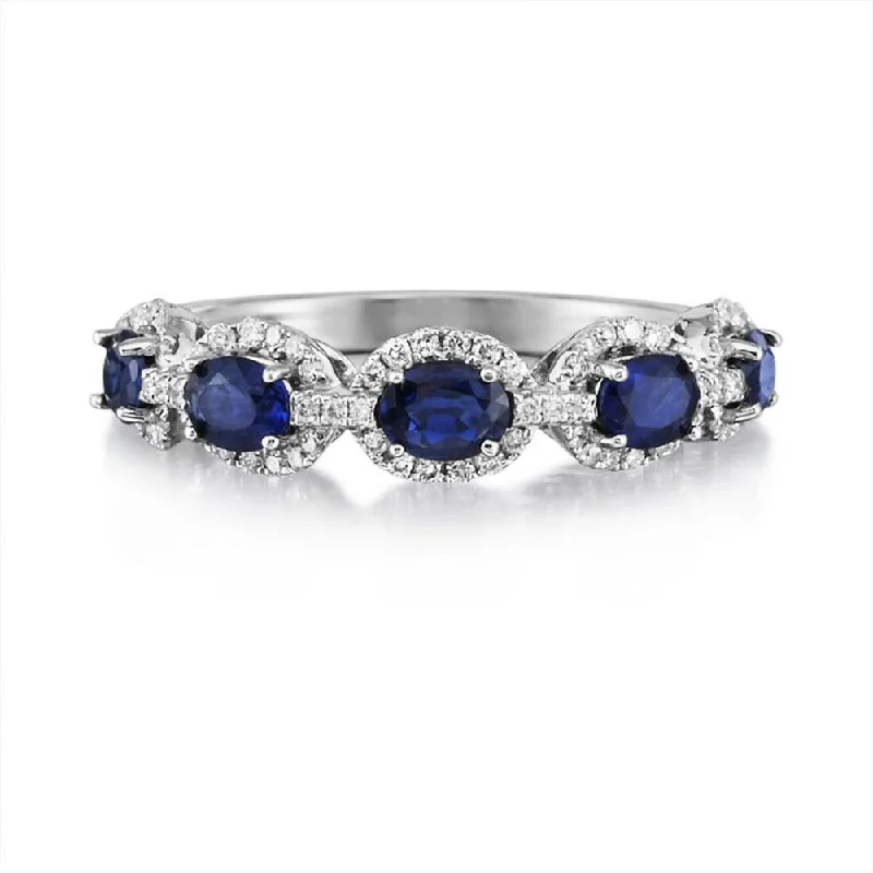 14K White Gold Sapphire/Diamond Ring