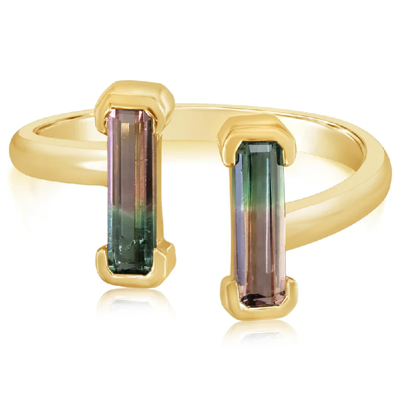 14K Yellow Gold Bi-Color Tourmaline Ring