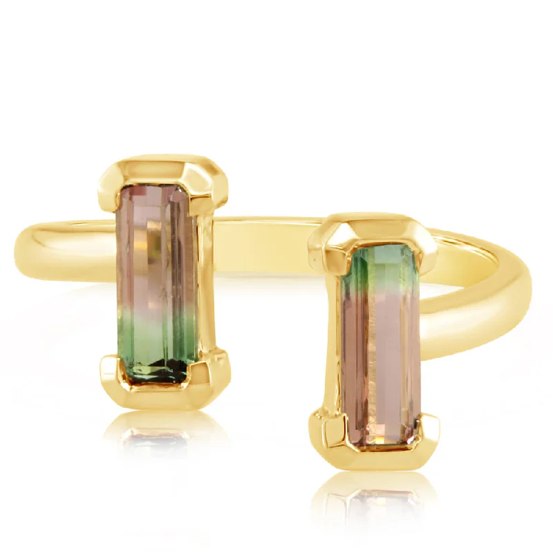 14K Yellow Gold Bi-Color Tourmaline Ring