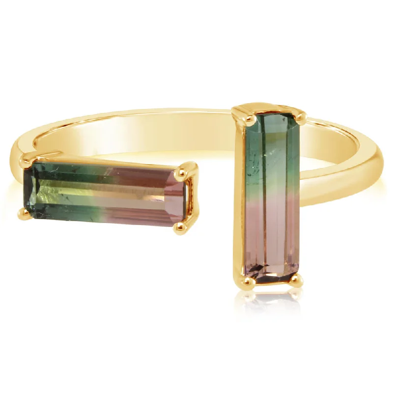 14K Yellow Gold Bi-Color Tourmaline Ring