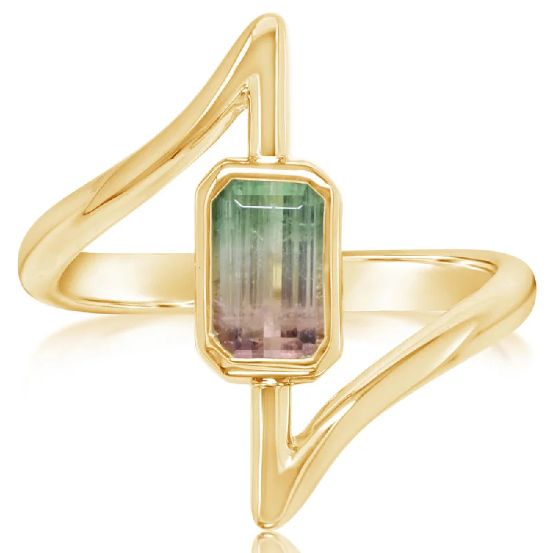 14K Yellow Gold Bi-Color Tourmaline Ring