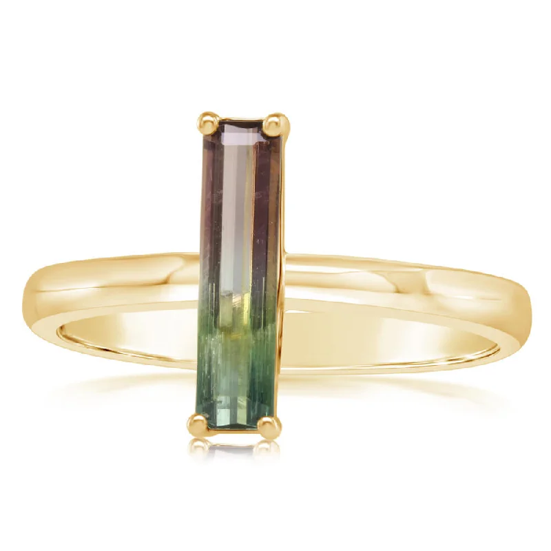 14K Yellow Gold Bi-Color Tourmaline Ring