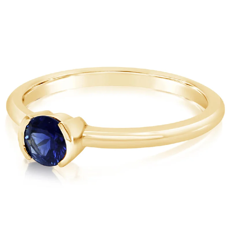 14K Yellow Gold Blue Sapphire Ring