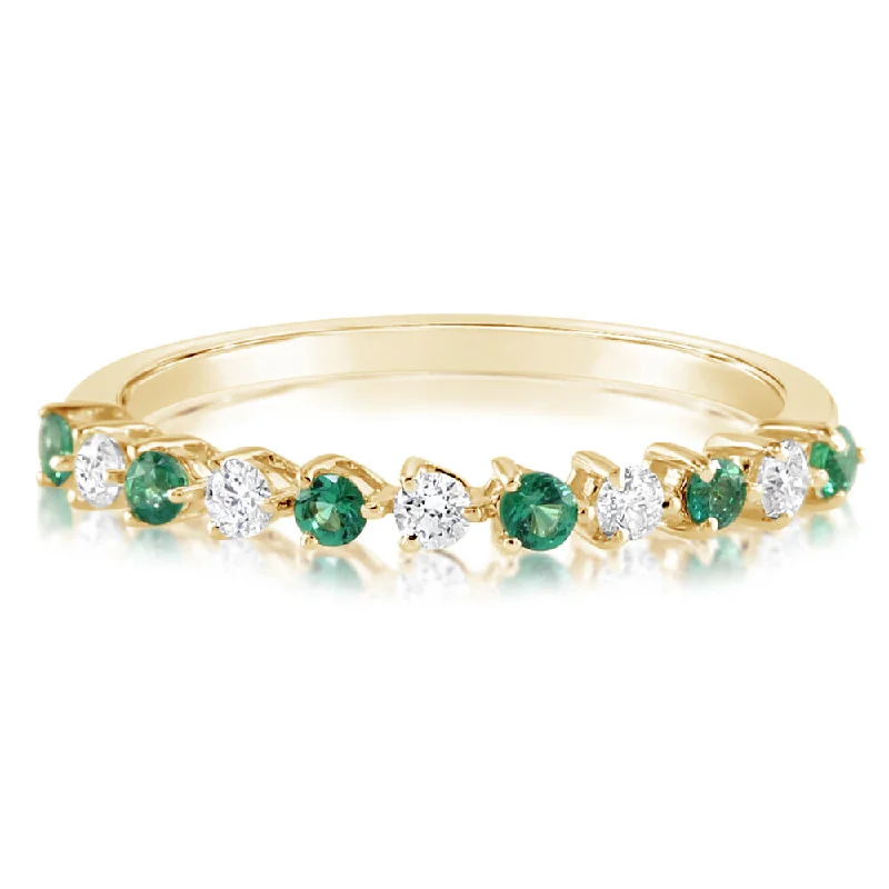 14K Yellow Gold Emerald/Diamond Ring