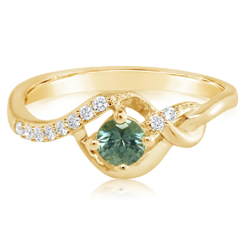 14K Yellow Gold Montana Sapphire/Diamond Ring