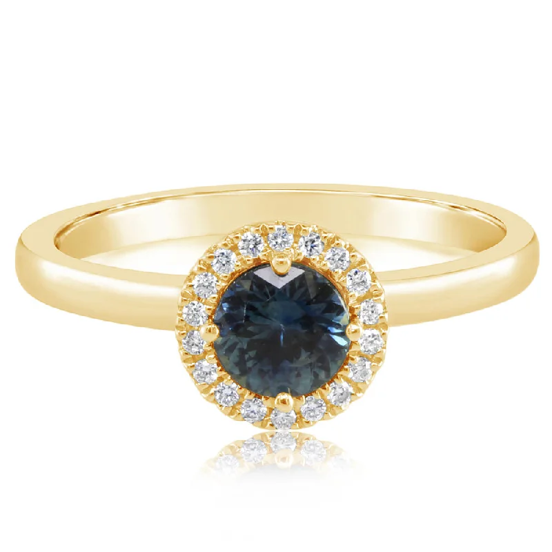 14K Yellow Gold Montana Sapphire/Diamond Ring