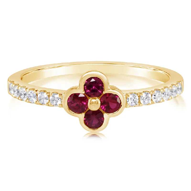 14K Yellow Gold Ruby/Diamond Ring