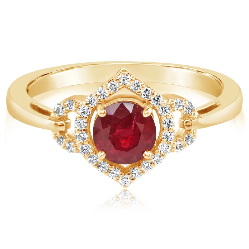 18K Yellow Gold Ruby/Diamond Ring