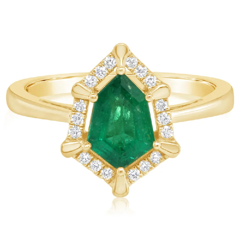 18K Yellow Gold Zambian Emerald/Diamond Ring