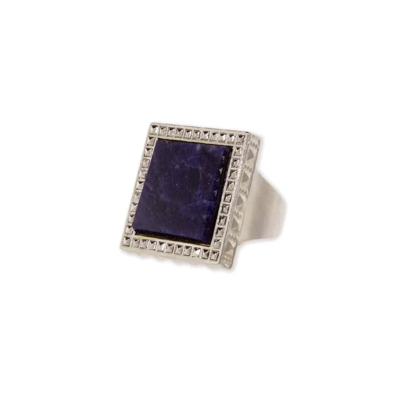 1928 Jewelry Serenity Blue Sodalite Gemstone Square Ring Size 8