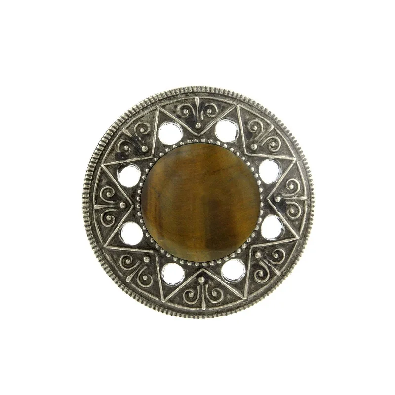 T.R.U. Aztec Mandala Gemstone Tigers Eye Ring