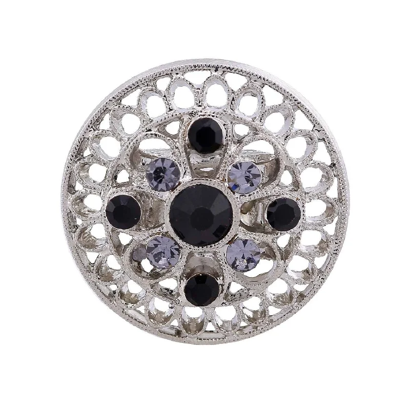 1928 Jewelry Black Diamond Color And Black Crystal Round Stretch Ring