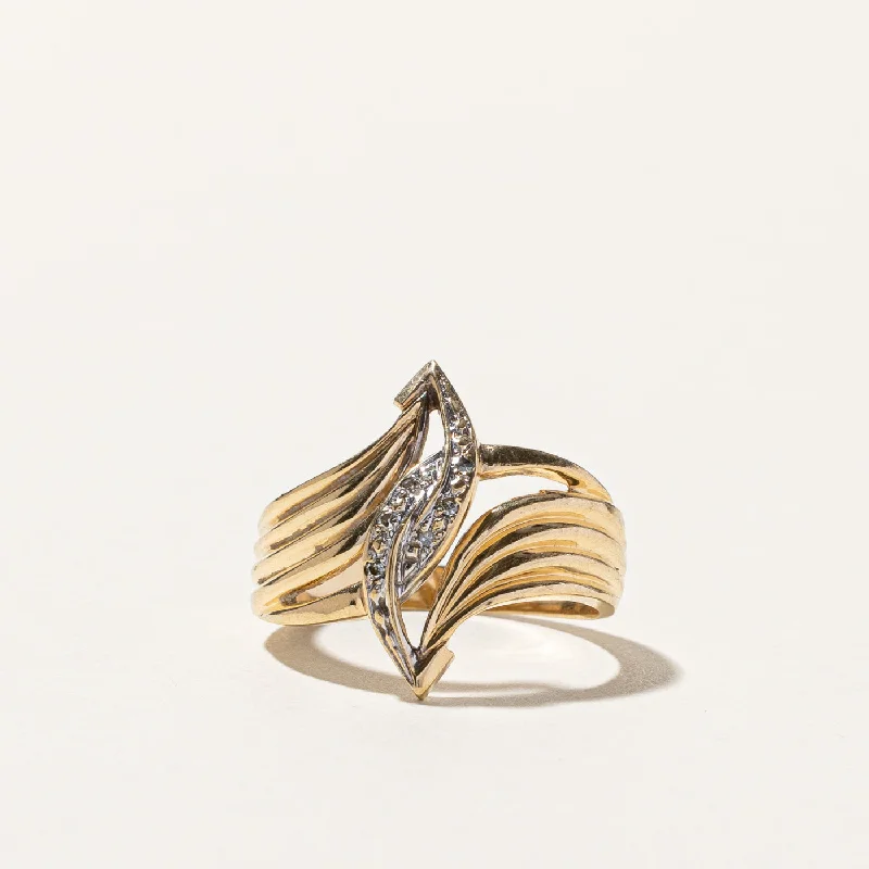 Bypass Diamond Textured Gold Ring | 0.06ctw | SZ 7.75 |