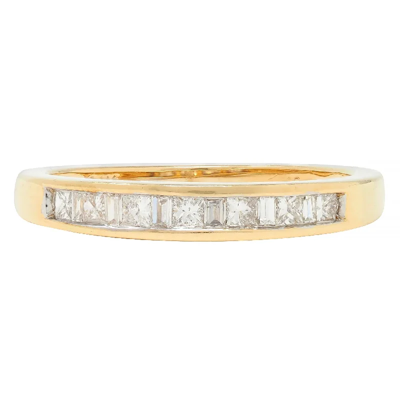 Contemporary 0.44 CTW Princess Cut Diamond 14 Karat Yellow Gold Band Ring