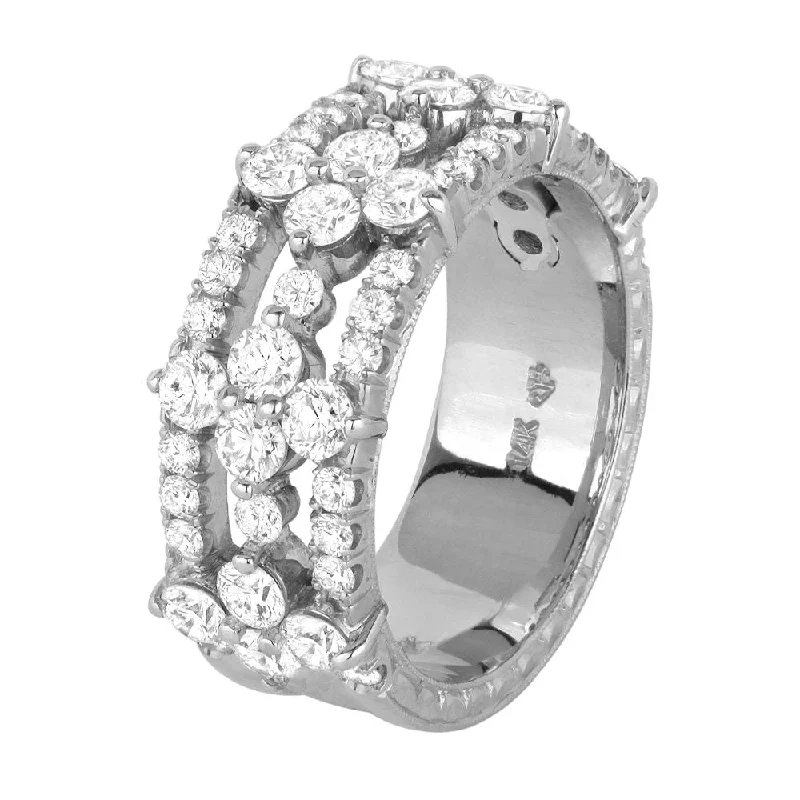 Jack Kelége 18k White Gold Three Row Diamond Band