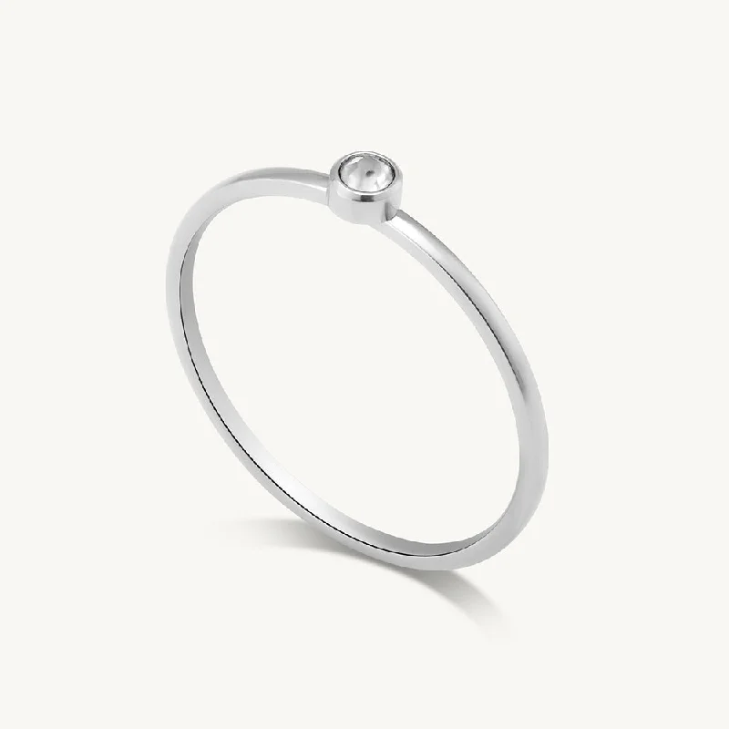 Cute Birthstone Ring | 18k White Gold Plated