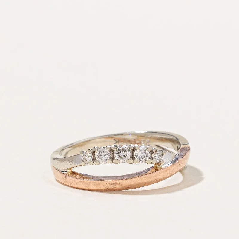 Two Tone Gold Diamond Bypass Ring | 0.23ctw | SZ 7.75 |