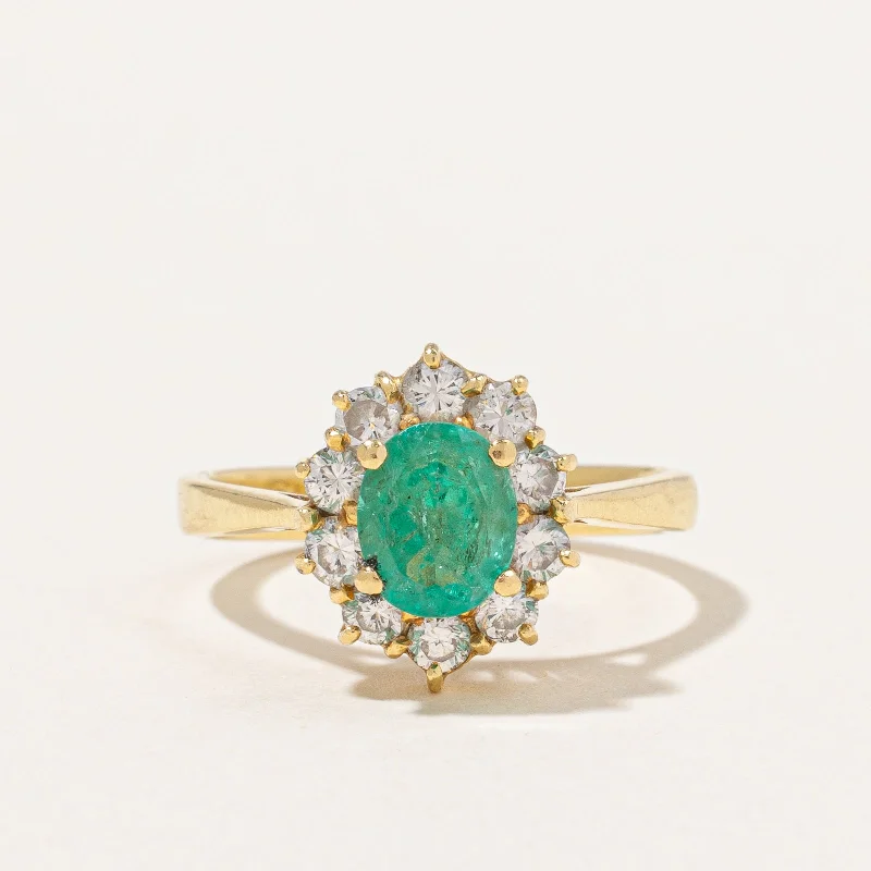 Emerald & Diamond Halo Ring | 0.70ct, 0.50ctw | SZ 5.75 |