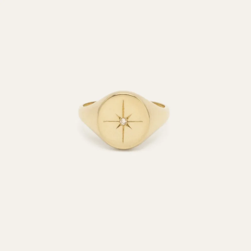 Luna Diamond Signet Ring