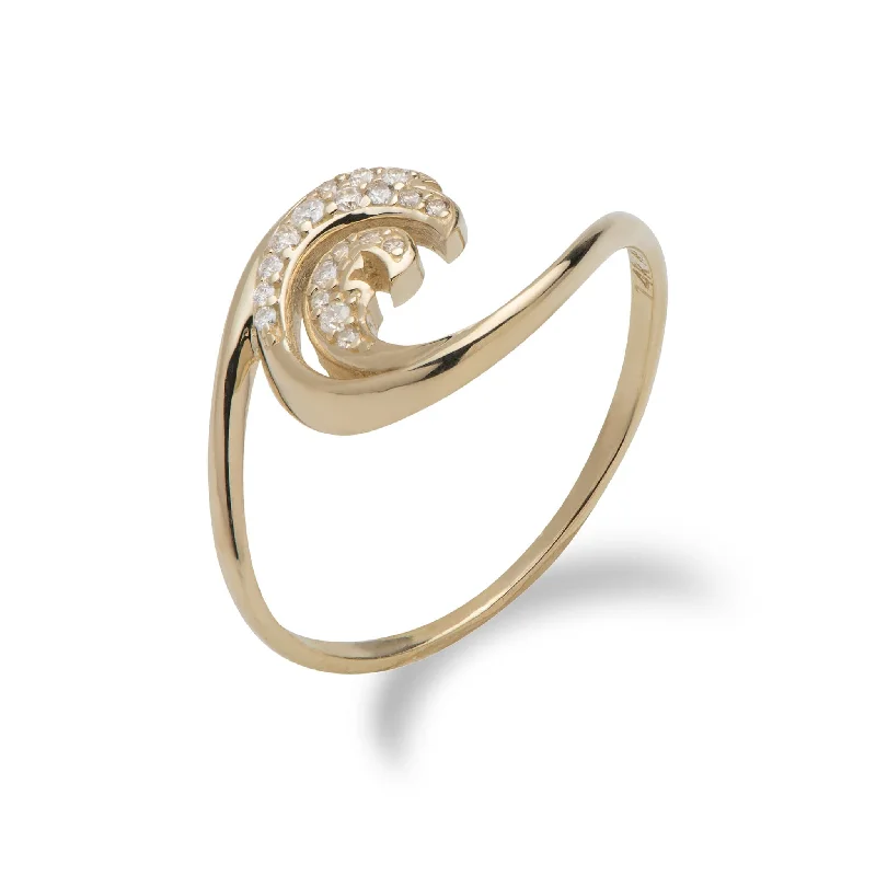 Nalu Ring in Gold with Diamonds  - 12mm