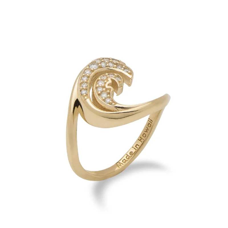 Nalu Ring in Gold with Diamonds - 15mm