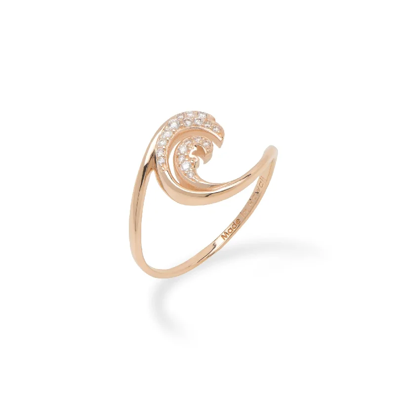 Nalu Ring in Rose Gold with Diamonds - 12mm