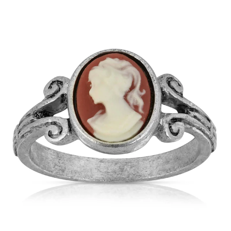 1928 Jewelry Oval Carnelian Cameo Ring Size 7