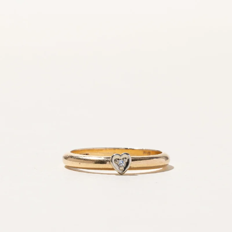 Solitaire Diamond Heart Gold Band | 0.01ct | SZ 6.5 |