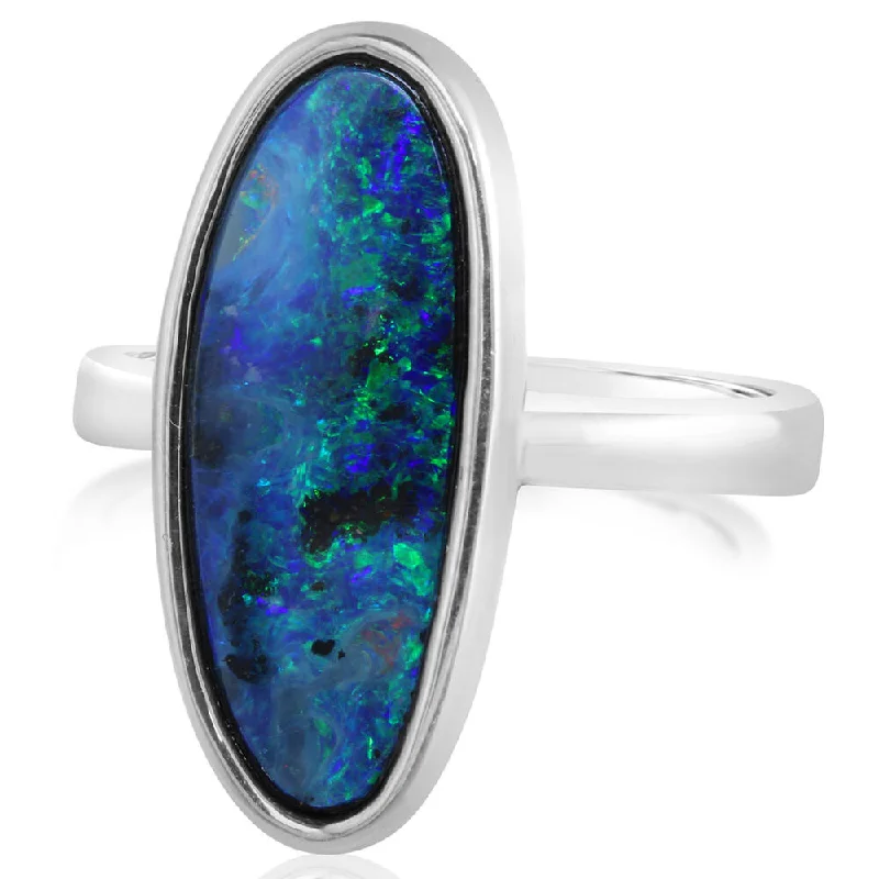 Sterling Silver Australian Boulder Opal Ring