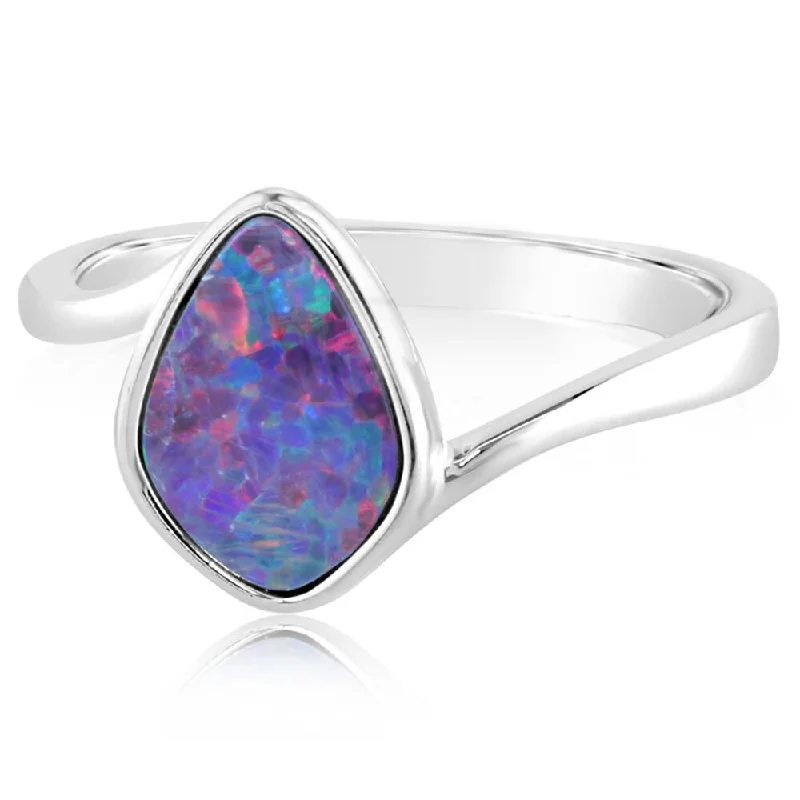 Sterling Silver Australian Opal Doublet Ring