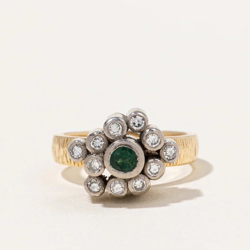 'Stittgen' Diamond & Emerald Bezel Set Cocktail Ring | 0.16ctw, 0.15ct | SZ 6 |