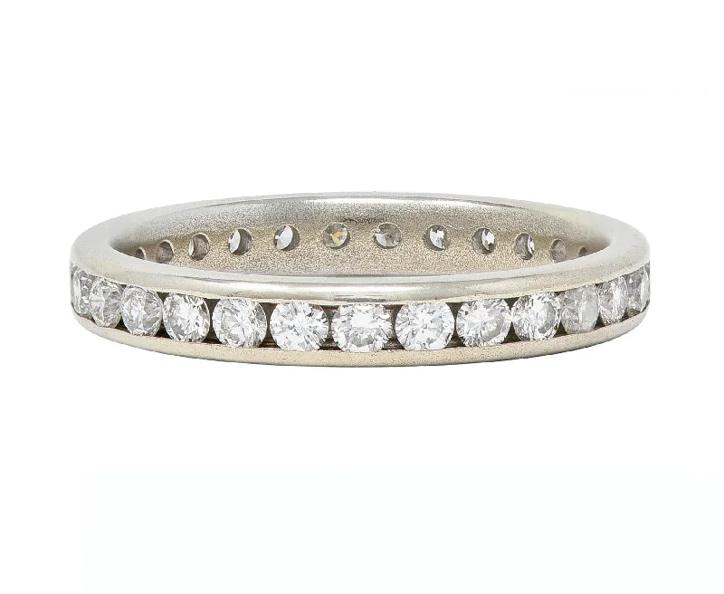 Tessler & Weiss Mid-Century 1.45 CTW Diamond 14 Karat White Gold Vintage Eternity Band Ring