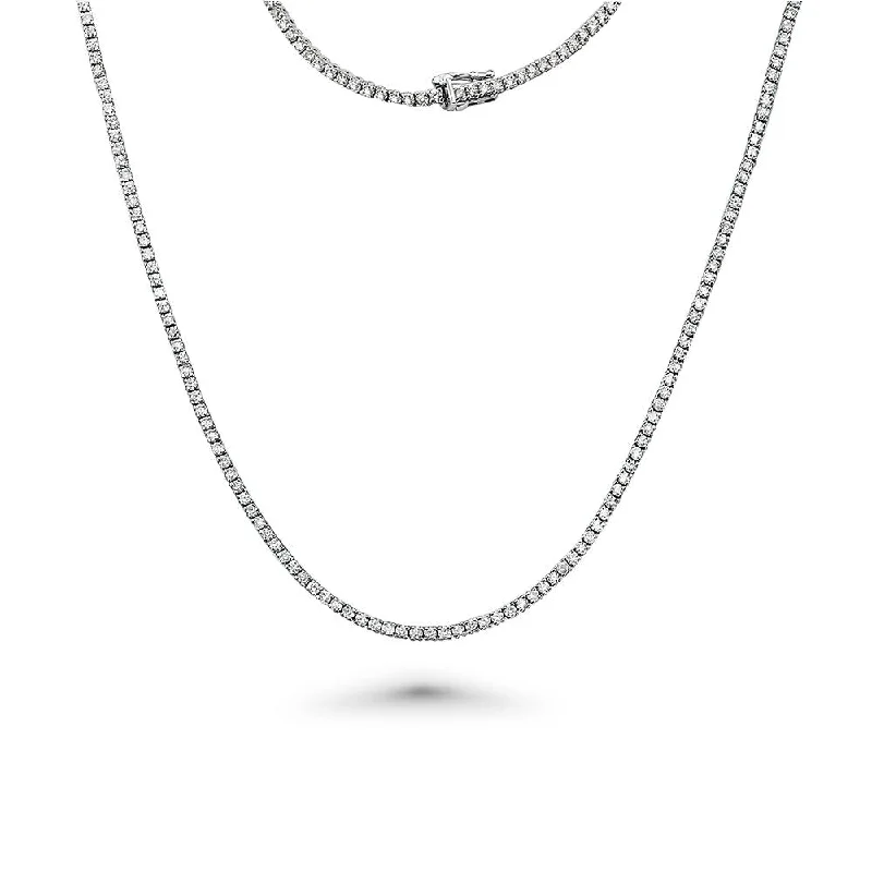 Diamond Tennis Necklace (12.50 ct.) 3 mm 4-Prongs Setting in 14K Gold