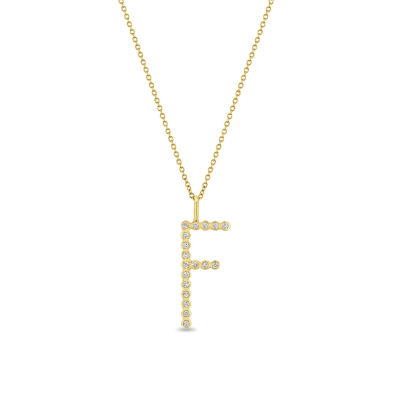 14k Diamond Bezel Letter Necklace