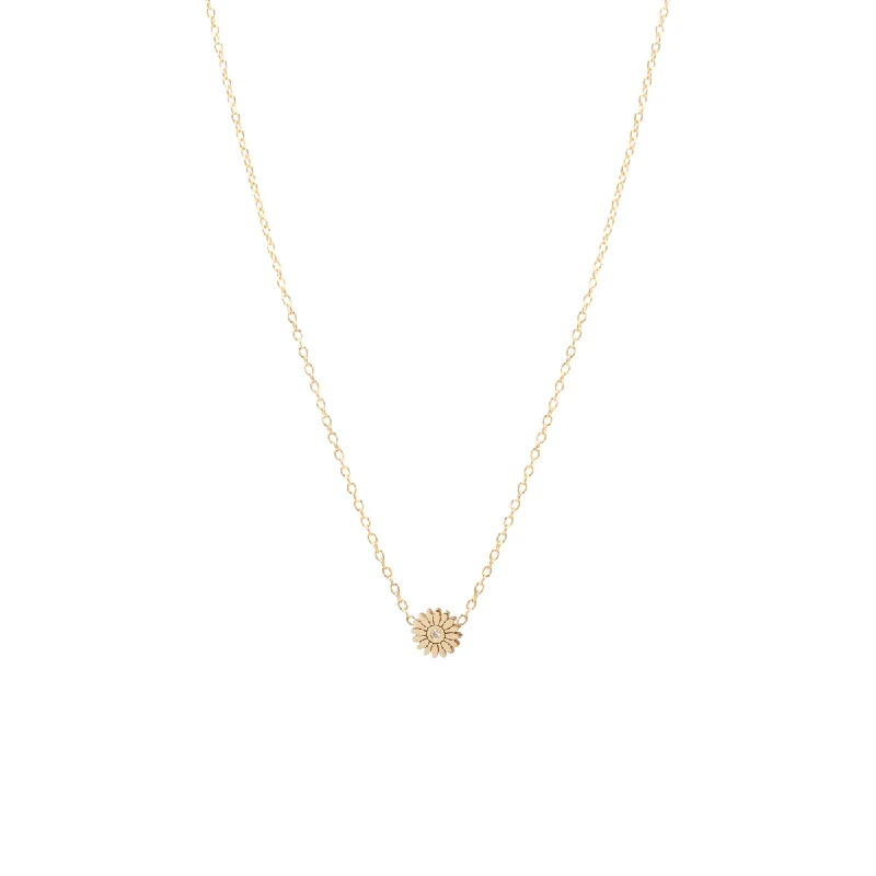 14k Diamond Itty Bitty Flower Necklace