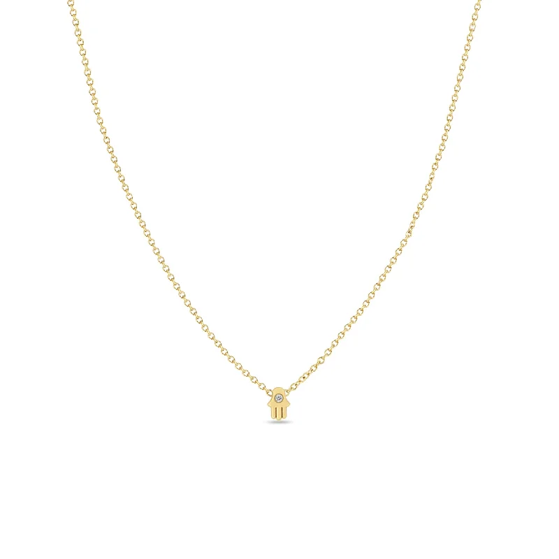 14k Itty Bitty Diamond Hamsa Necklace