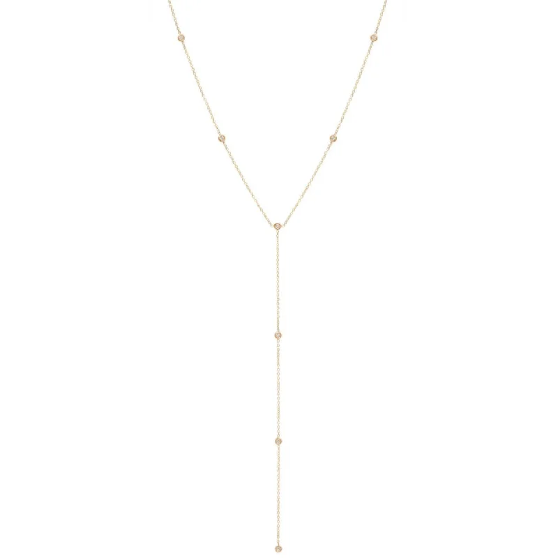 14k Floating Diamonds Lariat