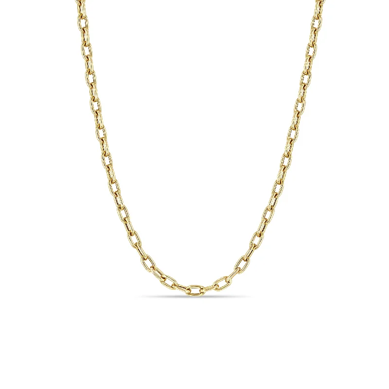 14k Gold Medium Square Oval Link Chain Necklace