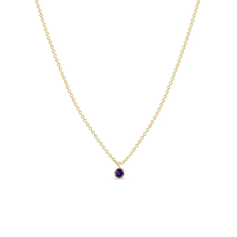 14k Single Amethyst Pendant Necklace | February Birthstone