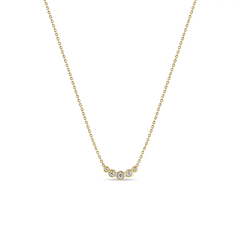 14k 5 Graduated Diamond Bezel Necklace