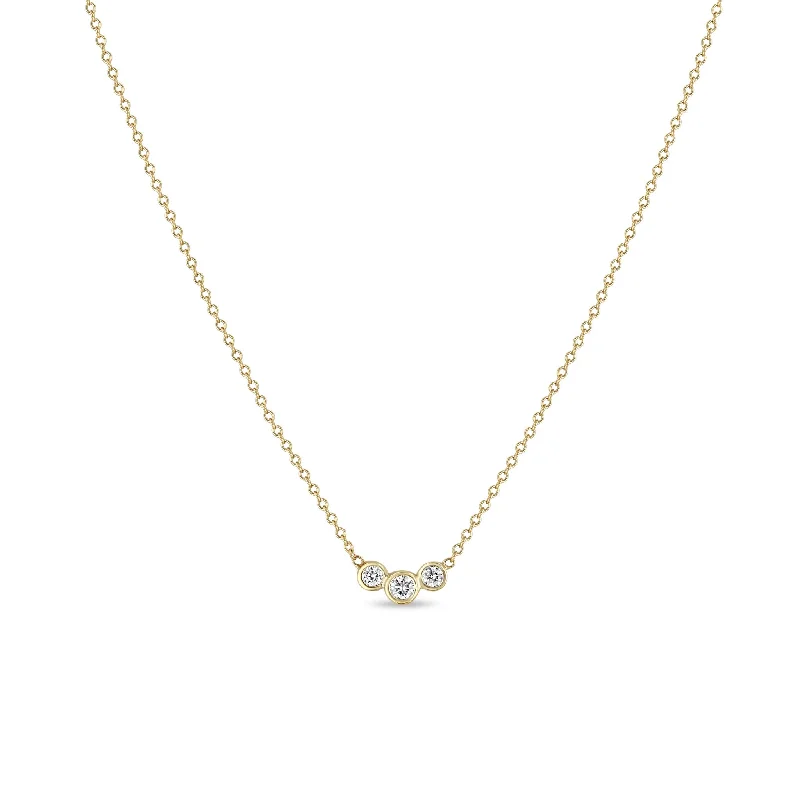 14k 3 Graduated Diamond Bezel Necklace