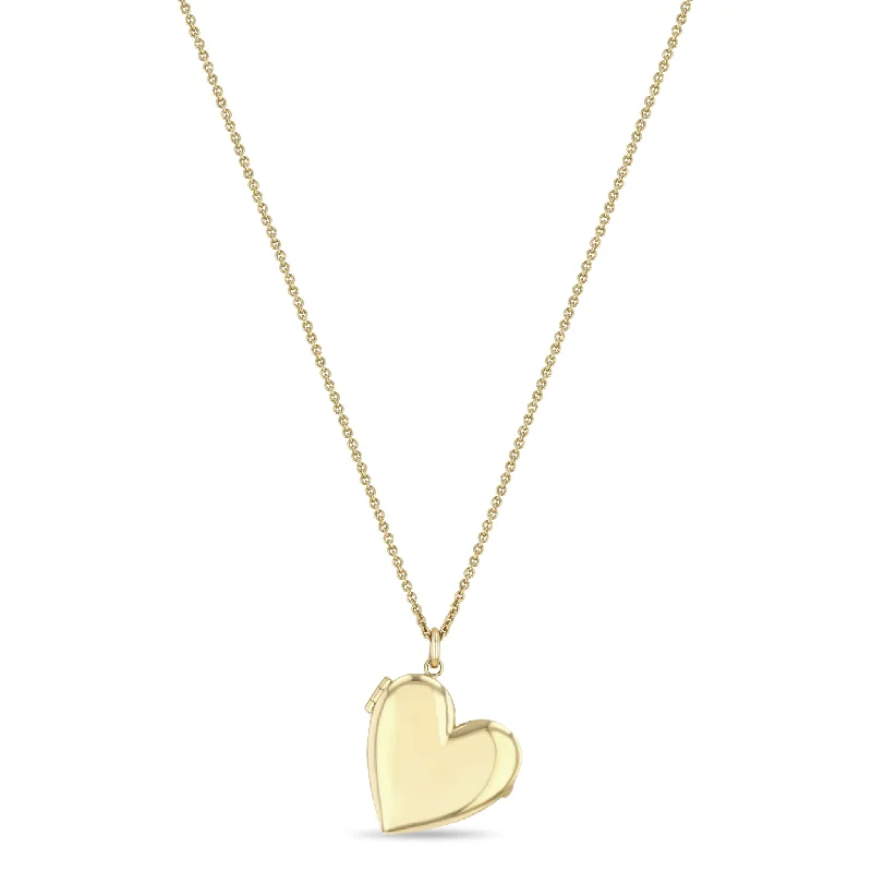 14k Heart Locket Long Chain Necklace