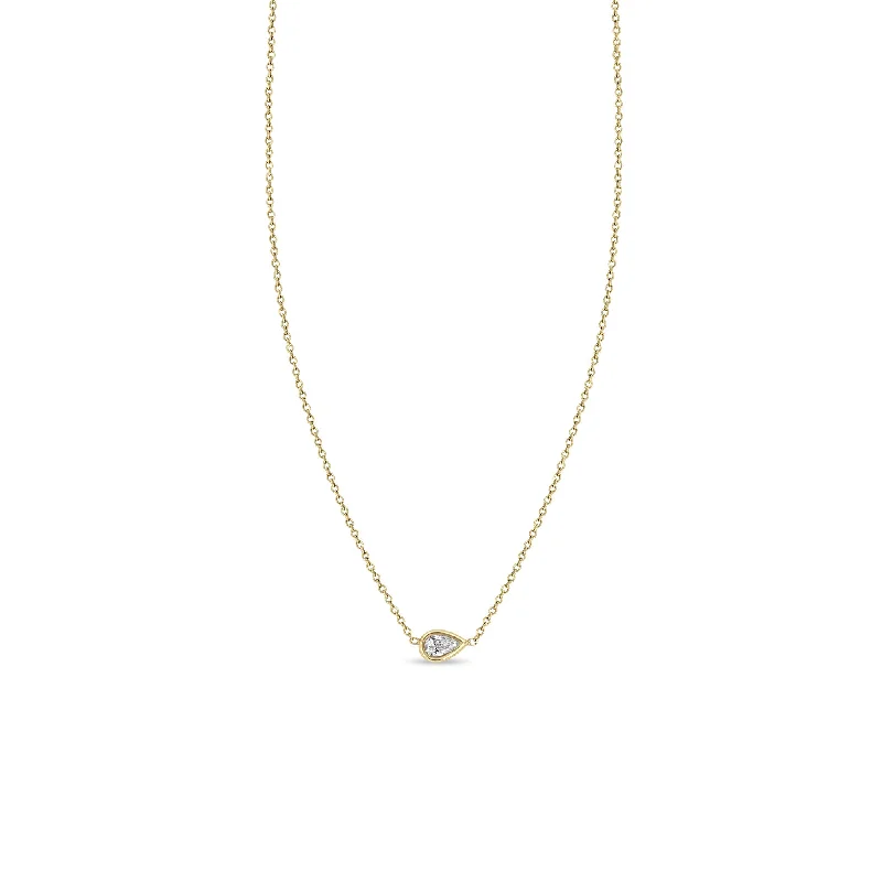 14k Horizontal Pear Shaped Diamond Necklace